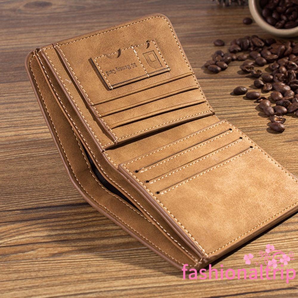 ITT-New Men PU Leather ID credit Card holder Clutch Bifold Coin Purse Wallet