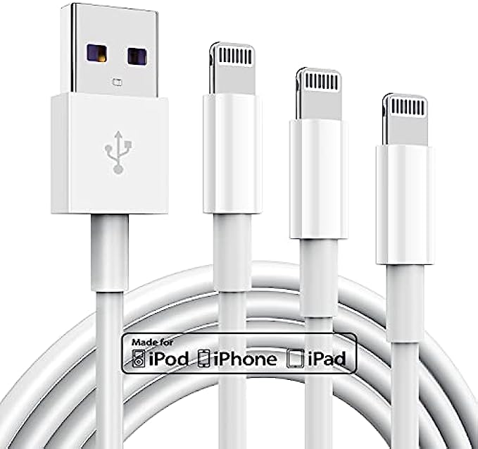 3 Pack Apple MFi Certified iPhone Charger Cable 6ft, Apple Lightning to USB Cable Cord 6 Foot, 2.4A Fast Charging,Apple Phone Long Chargers for iPhone 13/12/11/11Pro/11Max/ X/XS/XR/XS Max/8/7/6